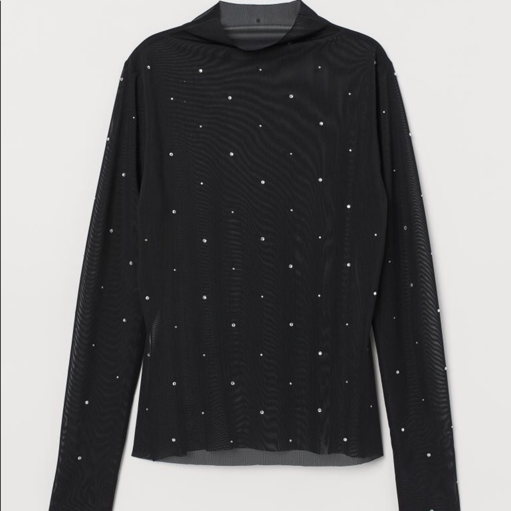 New! Fitted mesh turtleneck top